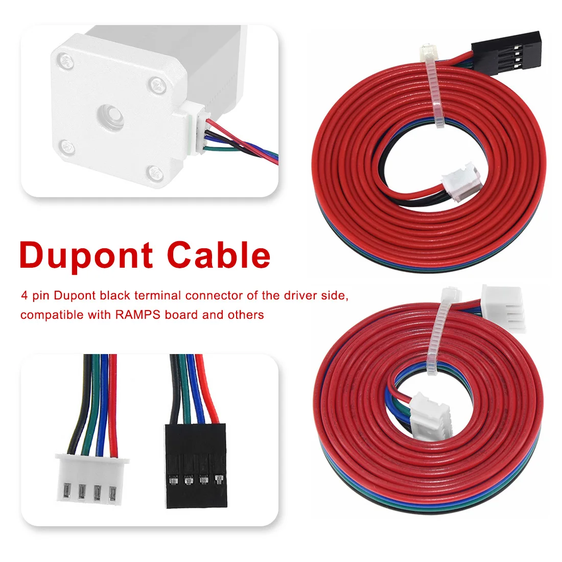 

3D Printers Parts XH2.54 1 Meter Dupont Cable 4 pin Stepper Motor Wire Part Female to Female Terminal Line 1M