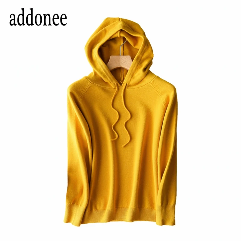 Толстовки Женская толстовка с капюшоном широкая кашемировая вязаные