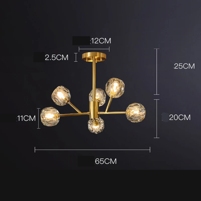Современная американская медная хрустальная люстра освещение и столовая роскошный золотой блеск кухня молекулярное искусство подвесные лампы - Цвет абажура: 6head