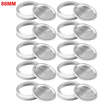 

Rustproof Replacement Parts Leak Proof Silver Mason Jar Canning Lids Kitchen Glass Bottles Universal Storage Solid Caps Rings
