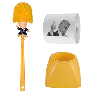 

Creative Toilet Brush Bathroom Cleaning Tools Trump Toilet Brush with Holder with 1pc Toliet Paper Home Cleaning Accessories Set