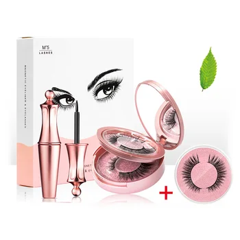 

3Pairs Magnetic False Eyelashes & Magnetic Eyeliner 5 Magnets Natural Soft Fake Eyelashes Extension 3 Different Model Eyelashes