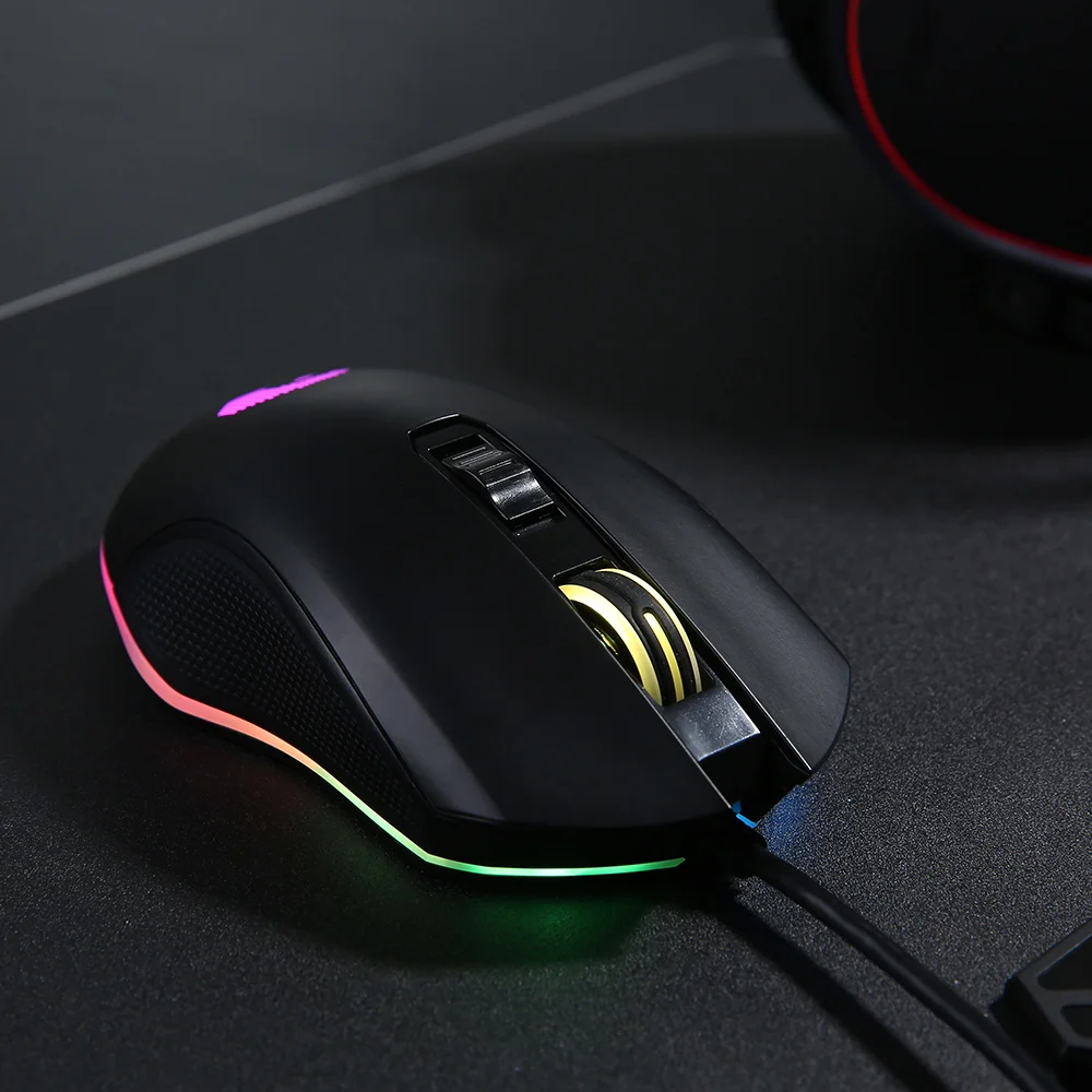 DAREU EM905 RGB Проводная игровая мышь 7 программируемая макро Кнопка 6000 dpi игровая оптическая ручка мыши с золотым соотношением размер для геймера