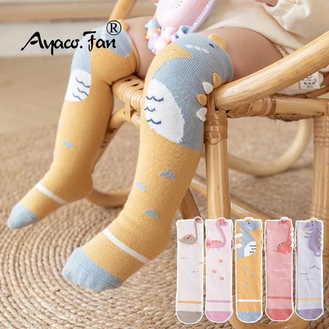 Chaussettes longues en coton pour nouveau-né, chaussettes d'hiver plus  épaisses en éponge pour bébé