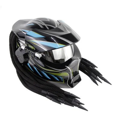 Горячее качество Хищник волокна мотоциклетный шлем полный лицо Железный Воин человек шлем точка сертификации безопасности высокого черного цвета - Цвет: C3