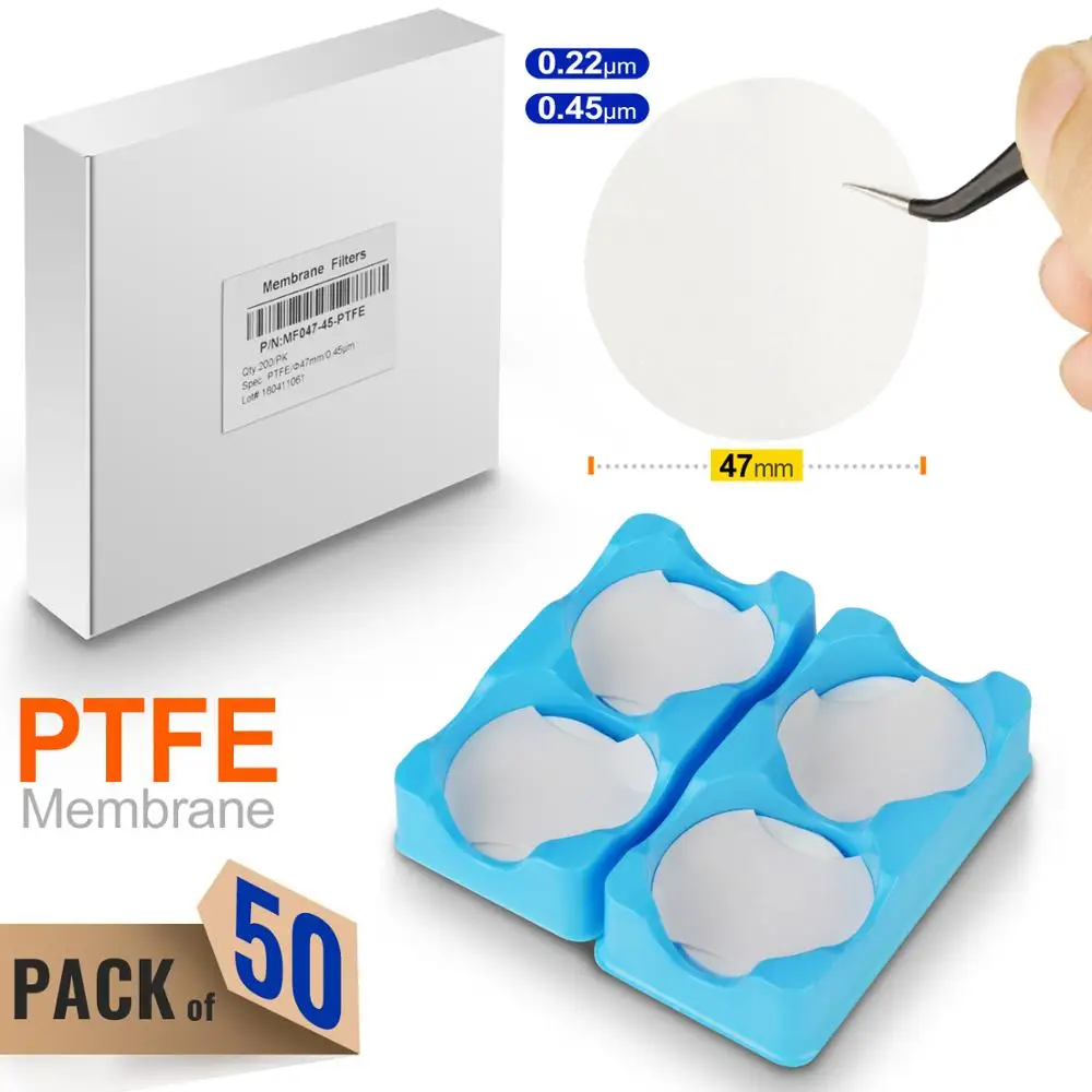 

PTFE Hydrophilic Membrane Filter, Diameter 47mm, Pore Size 0.22 0.45 µm, Pack of 50,100,200 by Ks-Tek