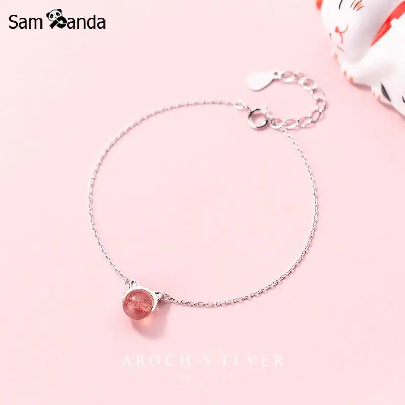 Sampanda 100% Стерлинговое Серебро 925 пробы милый розовый браслет в Корейском стиле с