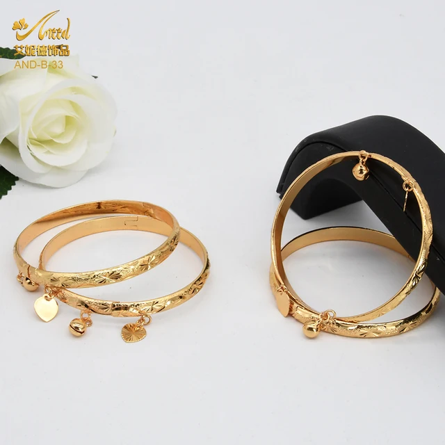 ANIID Copper Bangles Set For Women Charm African Bracelet Dubai Jewelry Gold Color Designer Arabic Luxury Fashion Hawaiian Gift B-33-4PCS