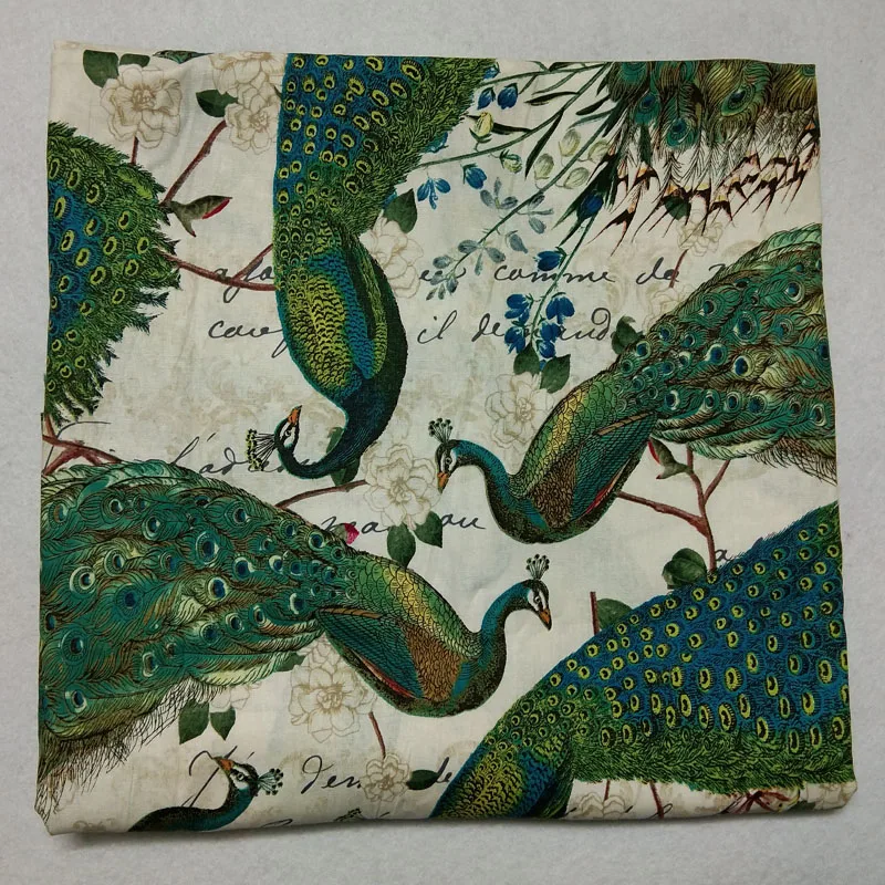 50x105 см Attactive большой Яркий Павлин с животным принтом, хлопковая ткань с животным рисунком, Лоскутная одежда, одежда, платье, домашний декор
