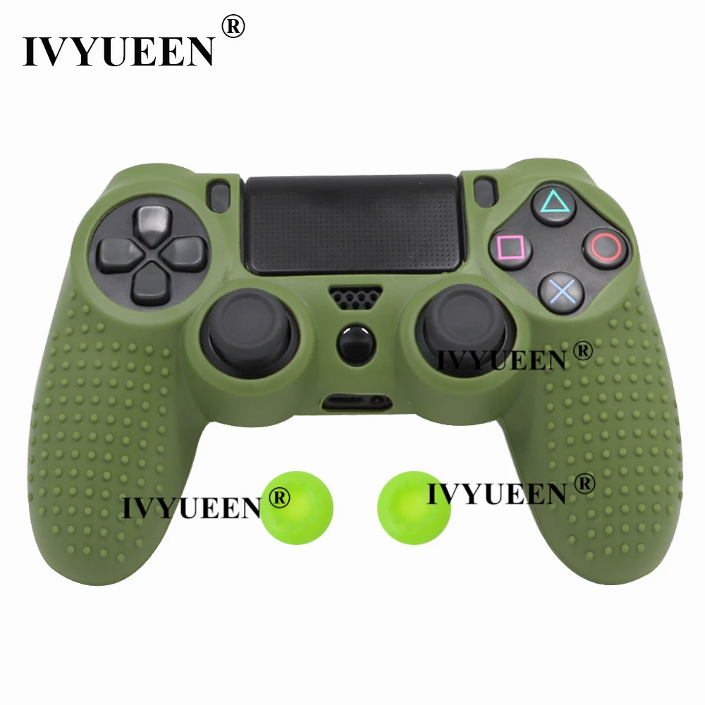 Army Green IVYUEEN 25 цветов Противоскользящий силиконовый чехол для sony playstation Dualshock 4 PS4 DS4 Pro тонкий контроллер и ручка - Цвет: Army Green