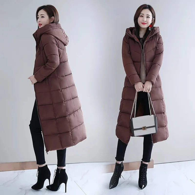 Women's Padded Jacket 2023 New Padded Winter Jacket Women's Down Cotton Thick Winter Long Padded Jacket Long Over The Knee