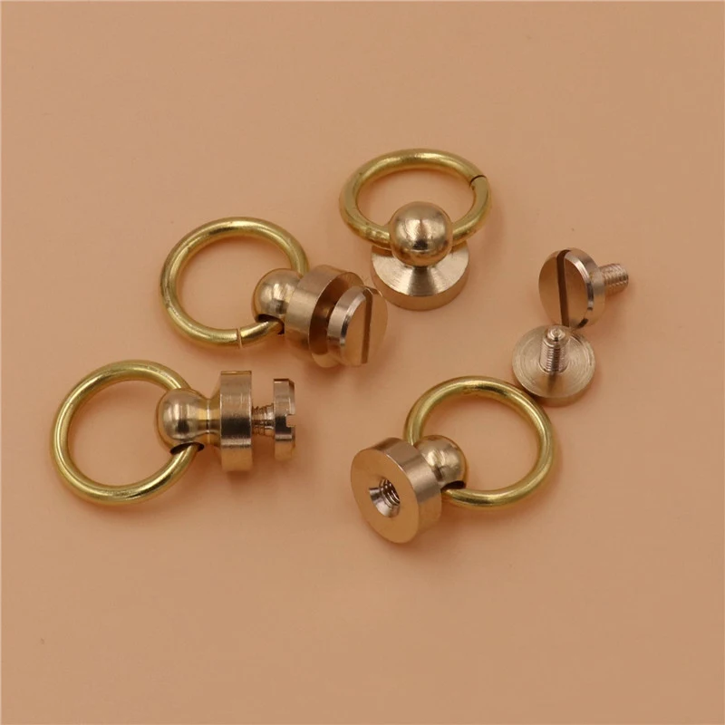 

DIY leather craft solid brass screws rivet with o ring handle 10pcs/lot