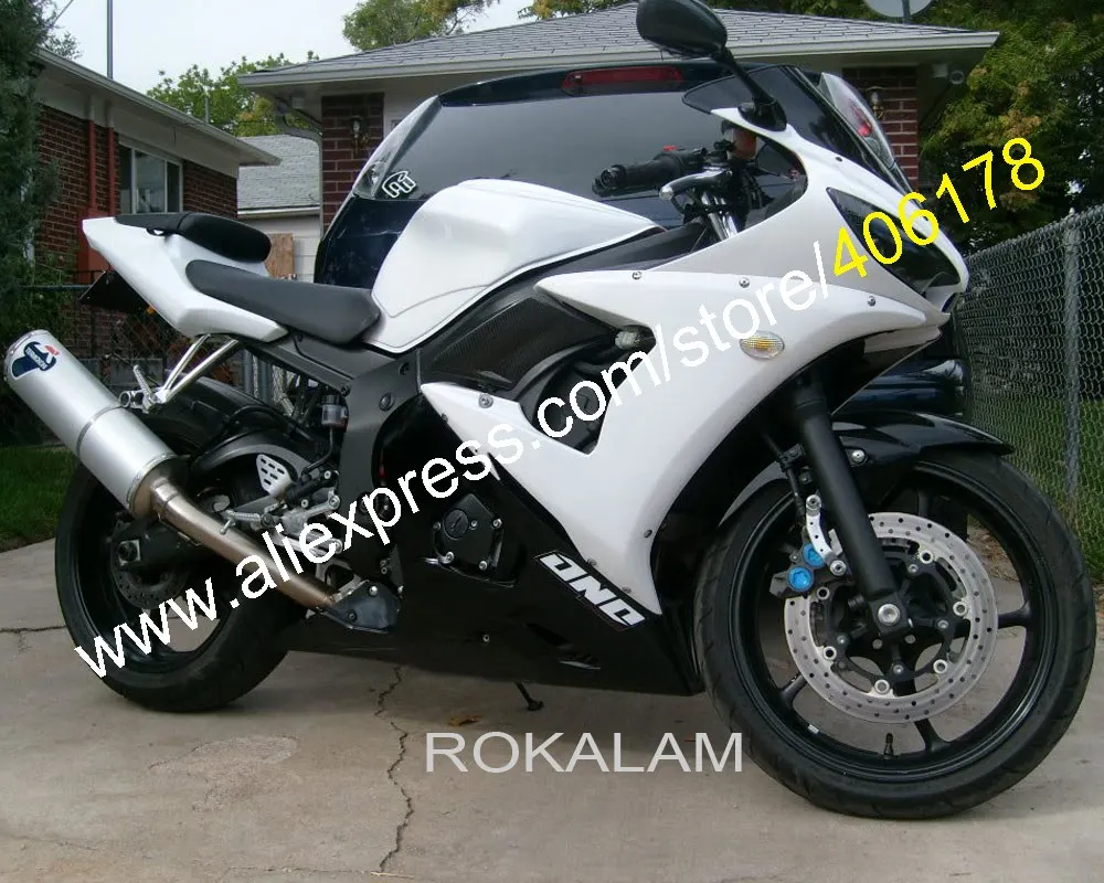 Cheap For Yamaha Fairing YZF R6 03 04 YZFR6 600R6 2003 2004 White Black Body Kit (Injection Molding) | Автомобили и мотоциклы