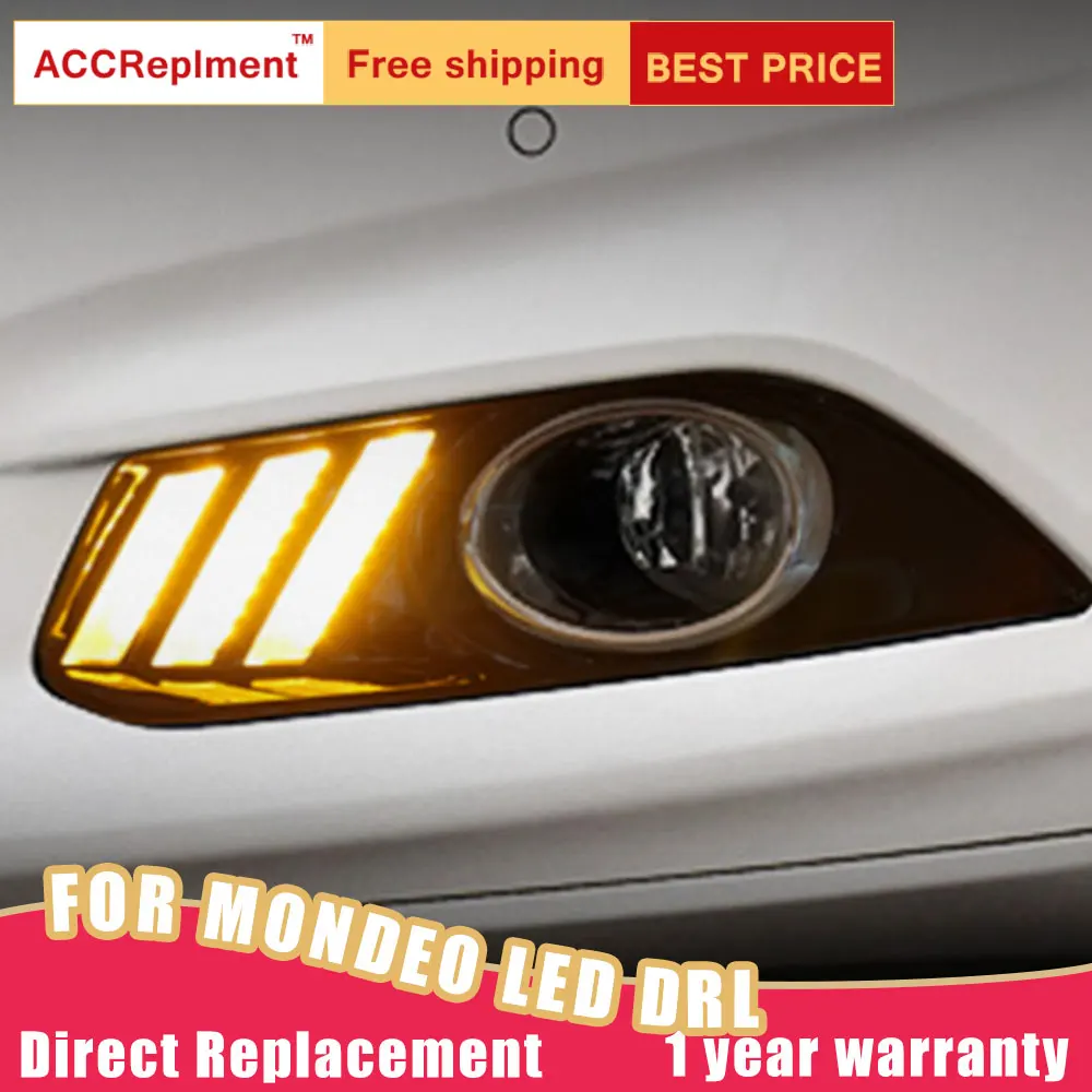 

LED Daytime Running Lights For Ford Mondeo 2015-2017 High brightness LED DRL guide LED Fog light With Turn Signal Light,1 Pair