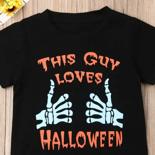 1-5Years Kids Child Baby Girls Boys Halloween Short Sleeve Tops Blouse T Shirt Clothes Costumes