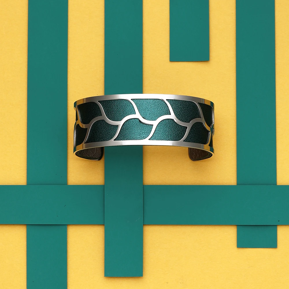 Goede Legenstar Armband Manchette Georgette Bangle bijoux acier inoxydable femme Blad pulseira Omkeerbare Lederen Band DIY Sieraden