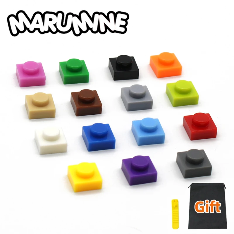 MARUMINE 500 шт. 1x1 кирпичная пластина 3D Строительные блоки пиксели живопись Детские Развивающие игрушки|building