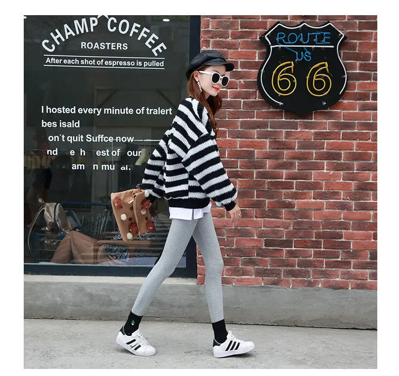 High Waist Warm Leggings Cotton Sports Autumn Winter Slim Knitting Casual Leggings Women Fitness Solid High Elasticity Pants gym leggings