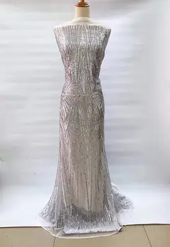 

Handmade sequin Lace Fabrics, Fancy Lace For Dresses, Embroidery Lace Applique Fabric FFD-111