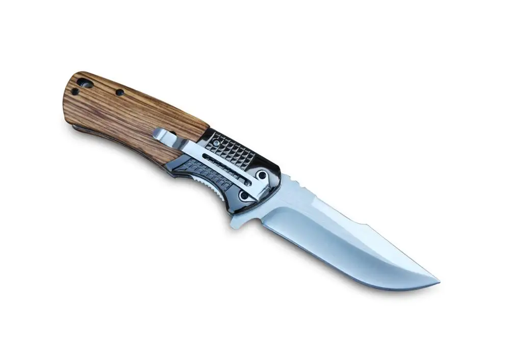 Складной нож Тактический карманный нож для выживания Быстрое открытие 7CR13Mov стальная деревянная ручка для работы Пешие прогулки для охоты, походов