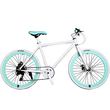 

DAMAO 7SDS 24Inch Wheel Adult Extreme Sport Mountain Bike 7Speed Road Fixed Gear Bicycle Men Front Fork Double Disc Brake Ride