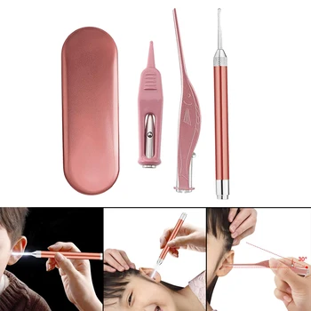 

3pcs Stainless Steel LED Luminous Ear Pick Curette Wax Cleaner Ear Wax Remover Baby LED Luminous Ear Clips Visible Ear Spoons