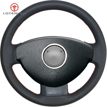 

LQTENLEO Black Artificial Leather DIY Hand-stitched Car Steering Wheel Cover For Renault Duster Dacia Duster 2011-2015