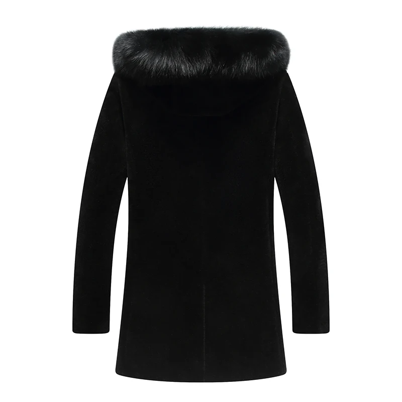 

100% Wool Coat Winter Jacket Men Real Shee Shearling Coats Male Fox Collar Lamb Fur Warm Jackets Chaqueta Hombre MY1668
