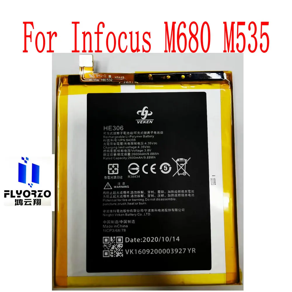 

100% абсолютно новый оригинальный аккумулятор 2600 мАч HE306 для Infocus M680 M535 мобильный телефон