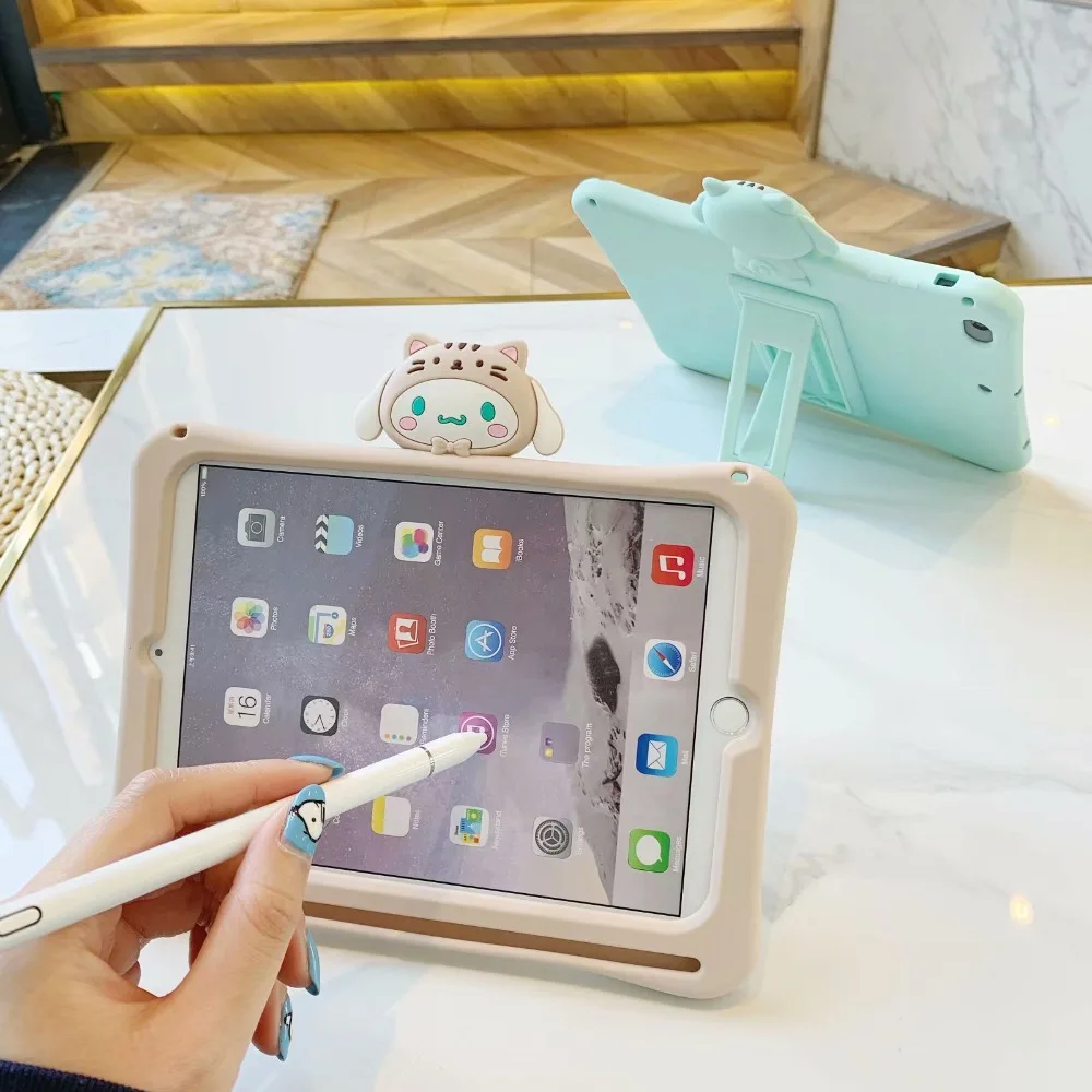 Безопасный нетоксичный Мягкий силиконовый чехол для планшета для Ipad 7 th, мультяшный детский чехол-подставка для Apple Ipad 10,2 дюймов, оболочка, чехол+ ручка