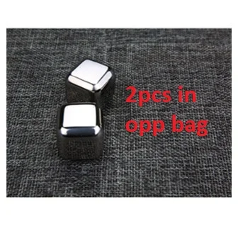 2PCS Cubes 304 нержавеющая сталь виски охладитель вина Охлаждения Кубики льда из камня Чиллеры напиток физическое охлаждение инструменты - Цвет: 2PCS Cubes