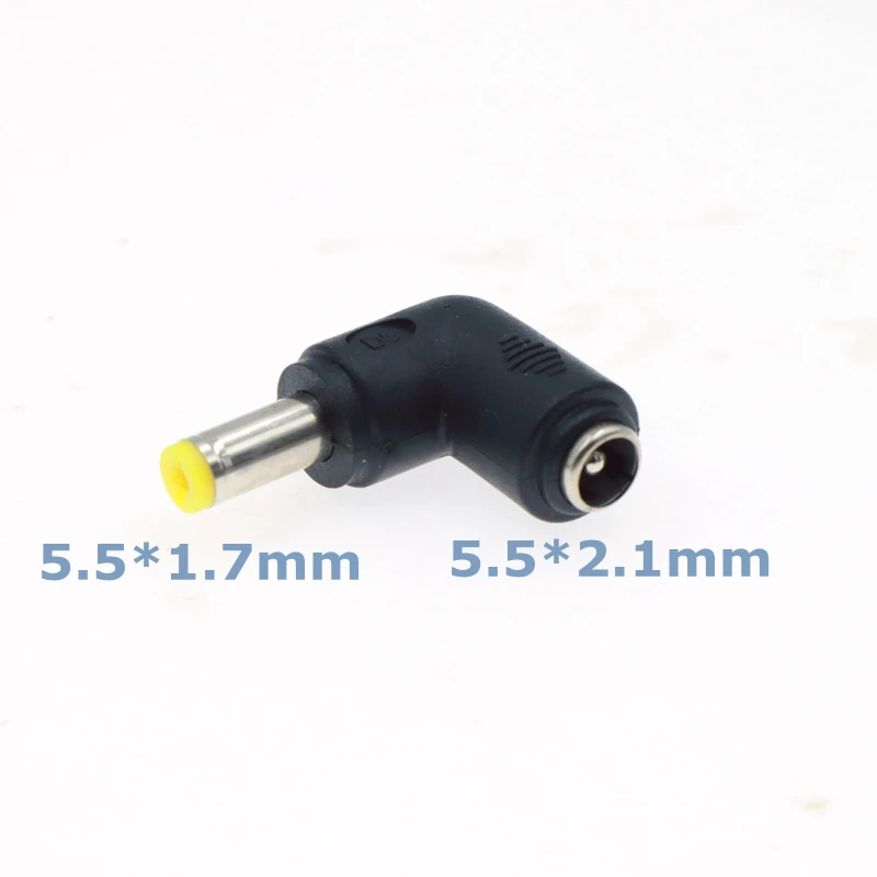 Elbow DC5.5x2.1mm Female to Multiple Male Power Adapter Sizes Description Image.This Product Can Be Found With The Tag Names 2 computer connecting cable, 55x25 55x21 adapter, Adapter 55x17 55x25, Adapter power cable pc elbow