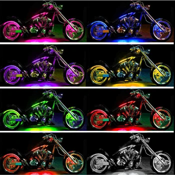 

12x Multi Color Motorcycle Flexible RGB NEON Light Strip ATV LED Lamp Remote for Harley