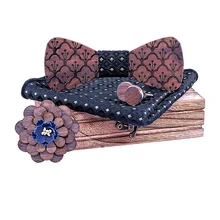 Деревянный галстук-бабочка галстук мужской набор квадратный шарф Запонки брошь вечерние сцены мужской галстук-бабочка аксессуары логотип на заказ