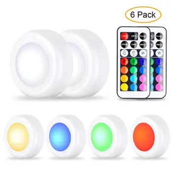 

Under Cabinet Lighting, RGB Wireless LED Puck Lights Color Changing Closet Light Battery Dimmable Led Under Cabinet Lights
