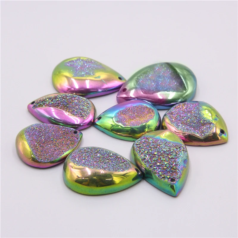 25-35mm Натуральный Радужный кулон agates druzy geode кулон ручной работы Капля воды кулон agates Druzy каменные подвесные украшения для женщин ручной работы ожерелье - Окраска металла: 25-35mm