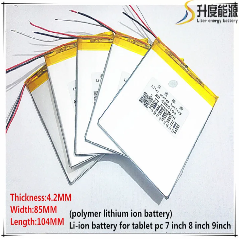 Free Shipping 3.7V 5000mAh 4285104 3 wire Lithium Tablet PC Battery