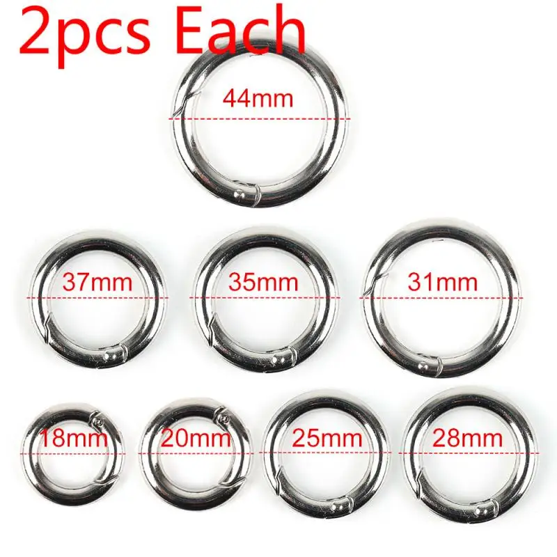 Anillo redondo de resorte de puerta chapado, hebilla redonda de empuje, Clips de mosquetón, bolsos de mano, broche disparador anilla para enganches, 2 uds.