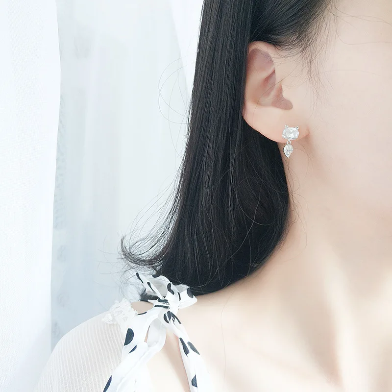 SG 100% 925 Sterling Silver Cute zircon fox on white Stud earrings for Women Silver Small Earrings Fine Jewelry free shipping