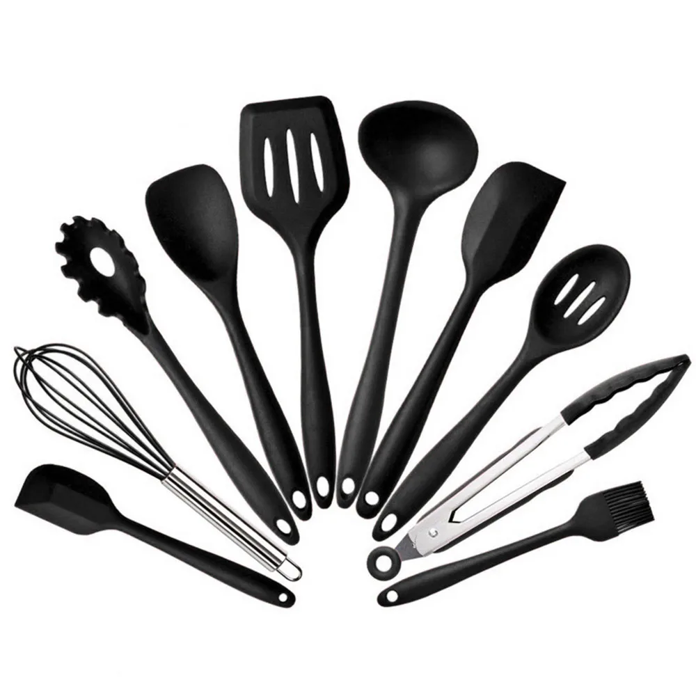 Food Grade Material High Temperature Resistance Multifunction Silicone Cookware Gadget 10 Piece Set Kitchen Kitchenware