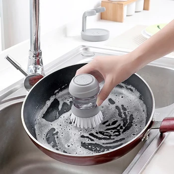 

Household Kitchen Washing Utensils Pot Dish Brush with Liquid Washing Soap Dispenser Pot Brush Non-stick Oil Brush Cleaning