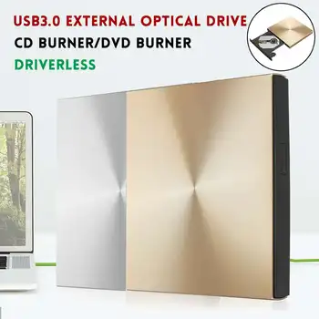 

External DVD Burner USB 3.0 Writer Recorder Optical Drive CD/DVD ROM Player for Laptop PC for MAC OS Windows XP Gold/Silver