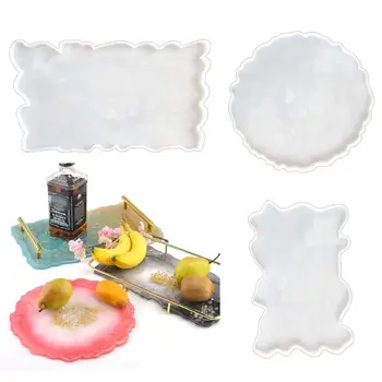 

3Pcs Big Rectangle Round Plate Resin Mold Kit Flexible Silicone Oversized Fruit Disc Tray Resin Mold Clear Art Crafts