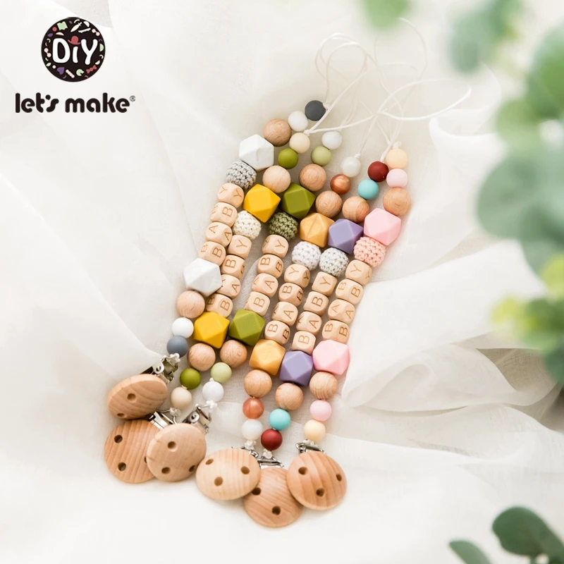 

Let'S Make 1Pc Wooden Pacifier Chain Personalized Pacifier Clip Baby Teether Toys Baby Stroller Accessories New Born Baby Toys