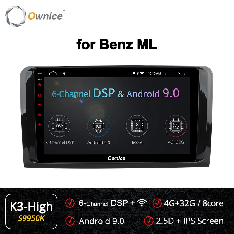 Ownice Android 9,0 dvd-плеер автомобиля k3 k5 k6 для Mercedes Benz W209 W203 W168 M ML W163 W463 Viano W639 Vito Vaneo gps Радио 360 - Цвет: S9950 K3-High