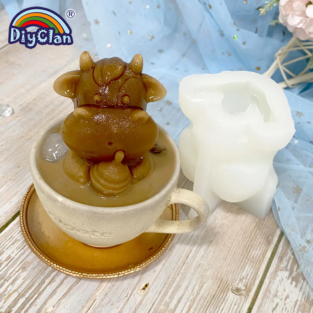 3D Teddy Bear Silicone Mold For Chocolate Ice Cube Making Molds Bow-knot  Bear Ice For Coffee Decoration Soft Silicone Material