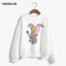 Harajuku пуловер с круглым вырезом и принтом забавной мышки Дамбо Kpop Kawaii аниме женские толстовки Vogue повседневные розовые свободные готические толстовки