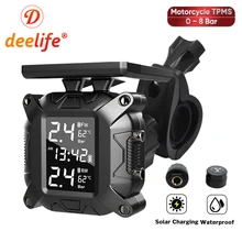 Deelife motocicleta tpms moto sistema de monitoramento pressão dos pneus com sensores externos à prova dtágua solar tmps