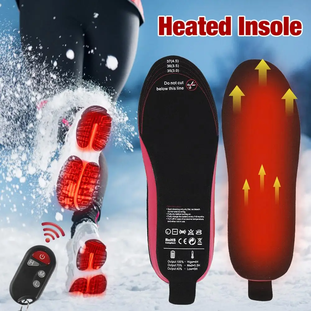 USB Heated Shoe Insoles Remote Control Rechargeable Electric Heating Thermal Insole Winter Warm For Skiing Sports | Спорт и