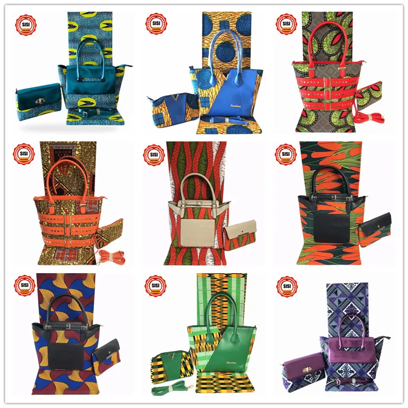 Модный Африканский воск набор сумочек collocation принты Анкара ткань шитье хлопок для высокого качества Вечерние